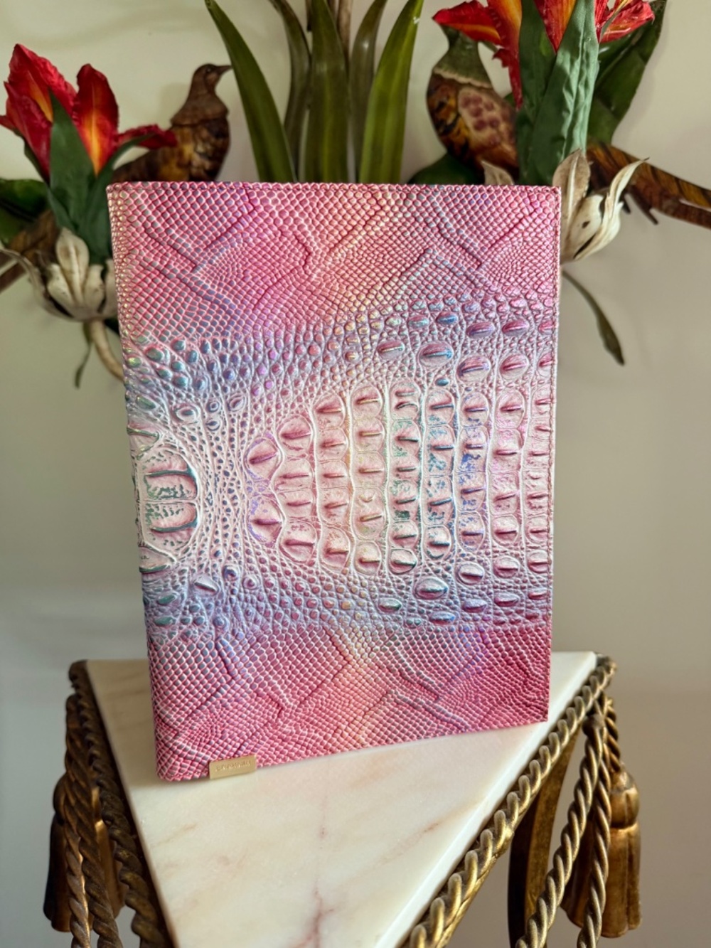 💖 NWT Brahmin SAMPLE Multi Sundial Pink Iridescent Leather Journal Notebook💖 - Picture 5 of 9